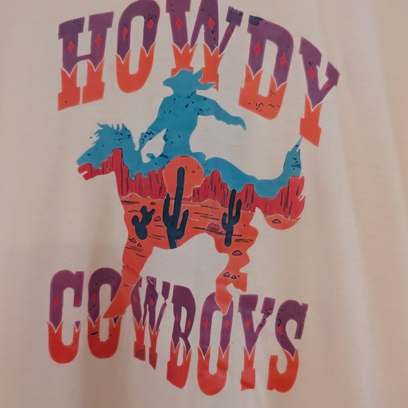 Howdy Cowboys Graphic T-Shirt Loose Fit / Oversized .. 0XL Boho Western Design - Picture 6 of 7
